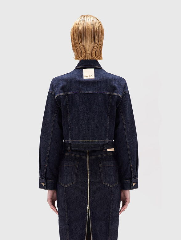 Short denim jacket with accent flower - 3