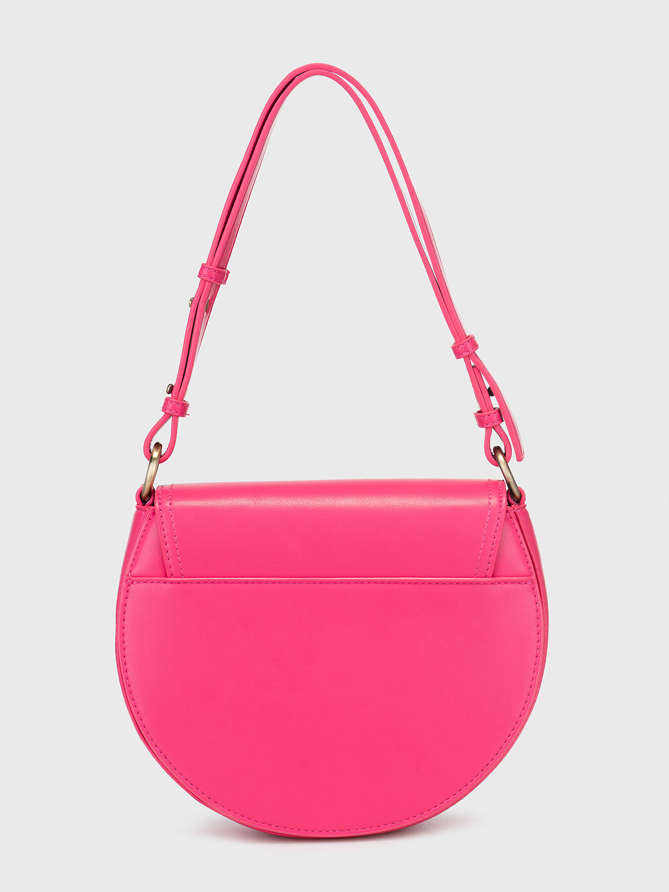 Black crossbody bag with round logo plaque brand Just