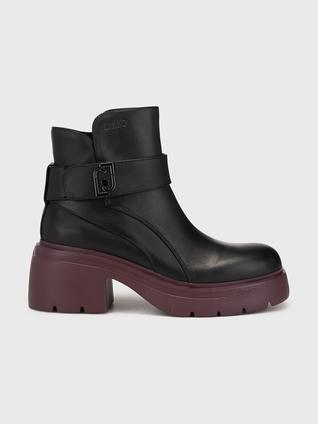 CARRIE 04 leather boots with logo detail brand LIU JO