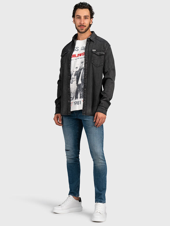 Denim shirt in black - 2