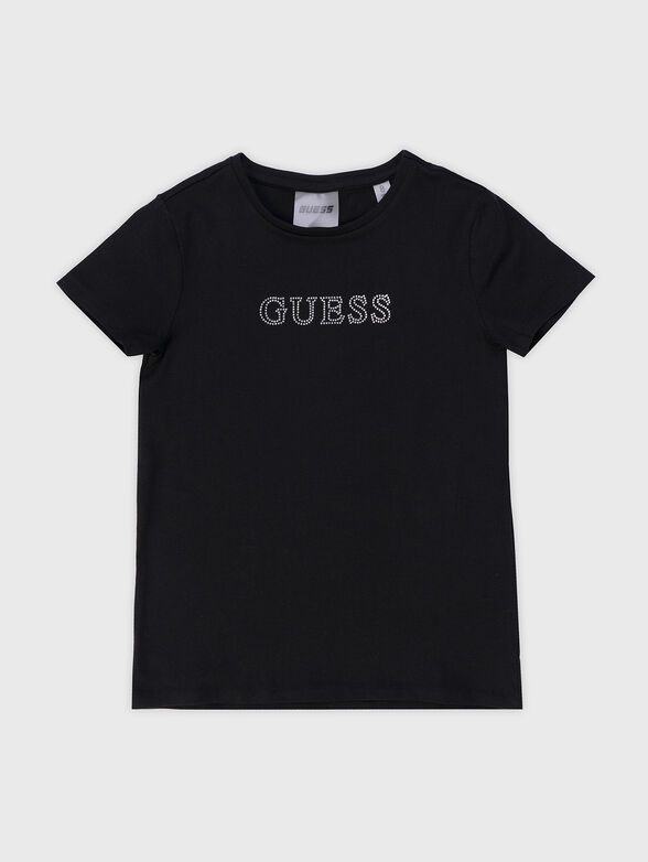 Black T-shirt with rhinestone logo  - 1