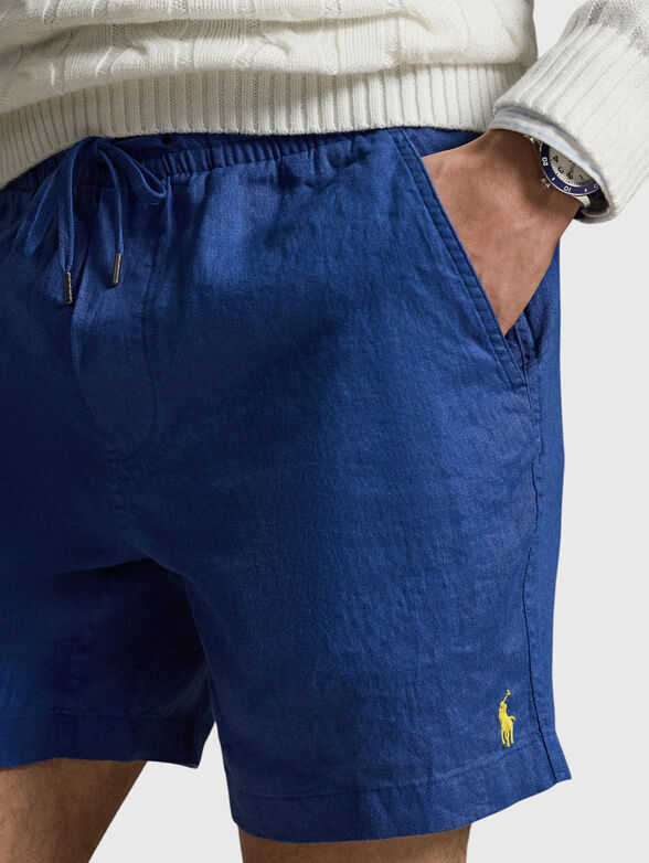 Blue linen shorts - 3