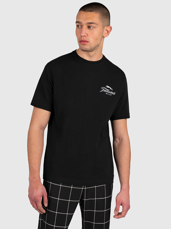 Черна тениска с лого детайл - 1