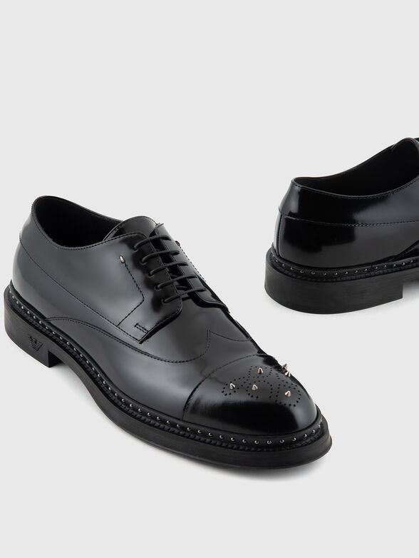 Leather elegant shoes with eyelets - 4