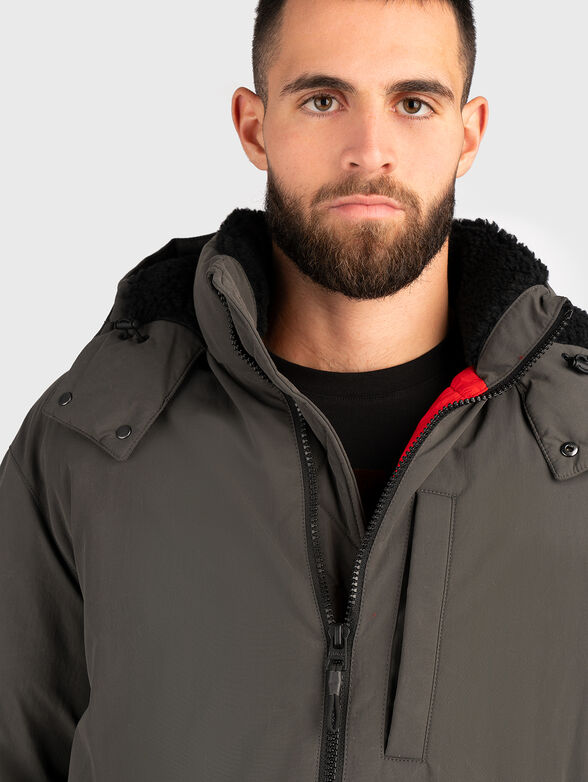 Black parka with logo patch - 6