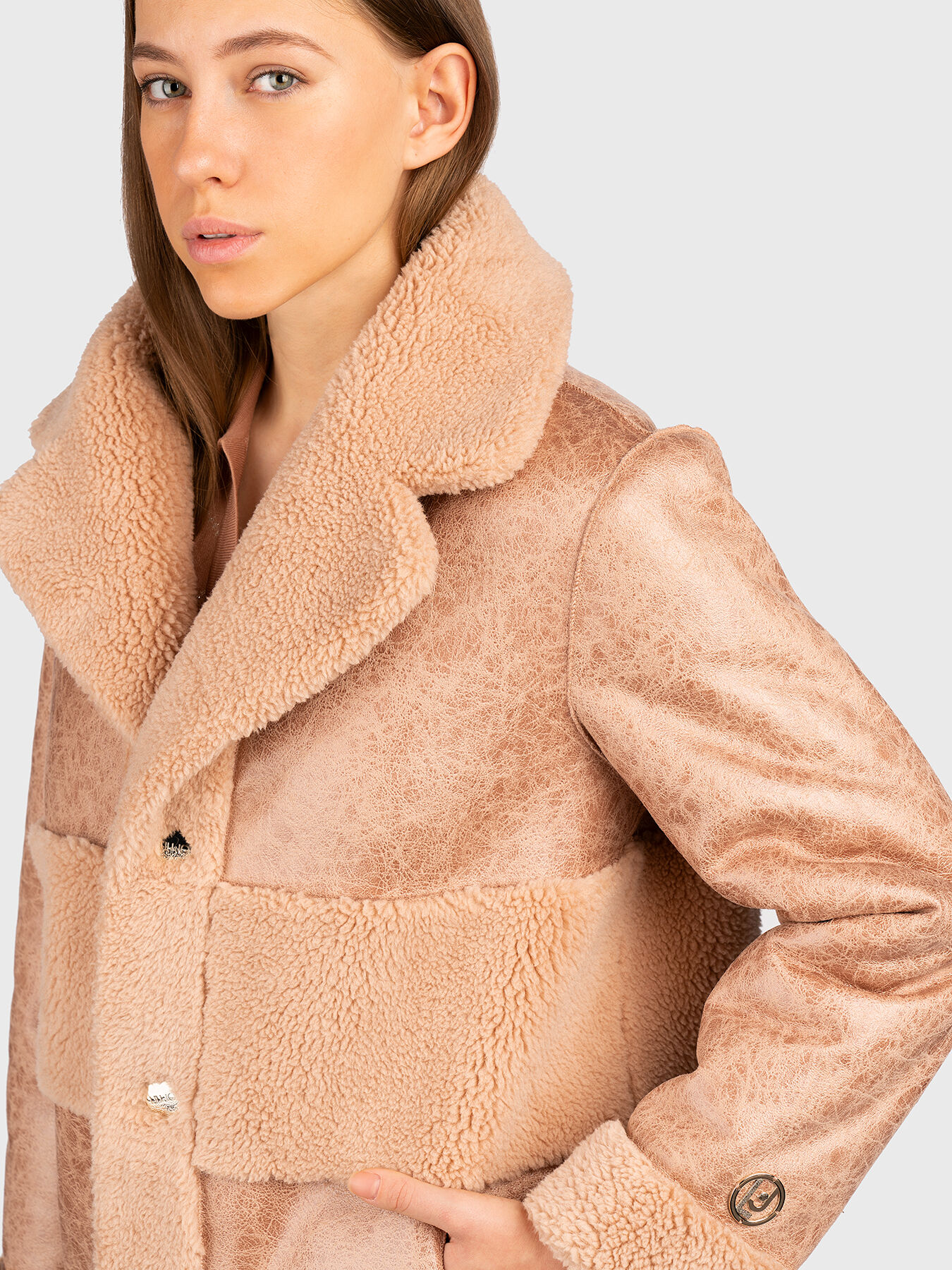 Double-face coat in beige color brand LIU JO — Globalbrandsstore