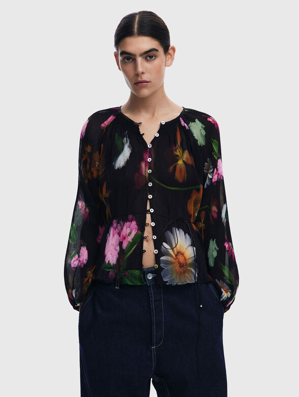 Blouse with long sleeves and buttons - 0
