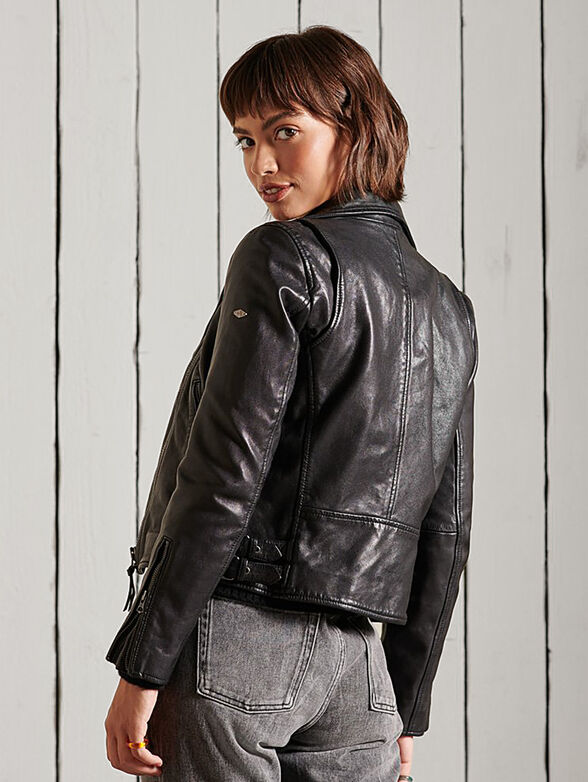 Leather biker jacket - 5