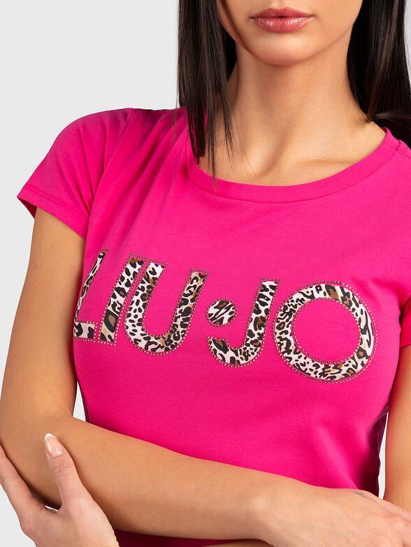 White T-shirt with animal print logo - 4