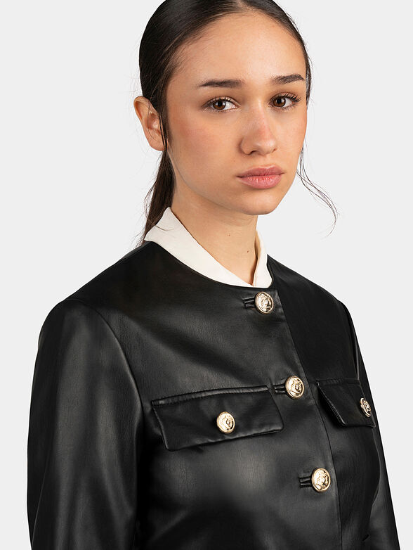 Eco leather jacket with golden buttons - 4