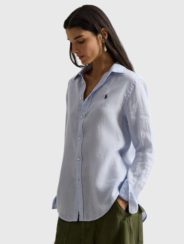 Linen shirt with logo embroidery - 2