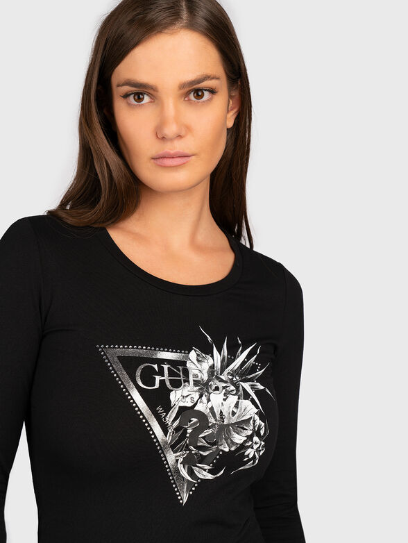 Black blouse with contrast print  - 4
