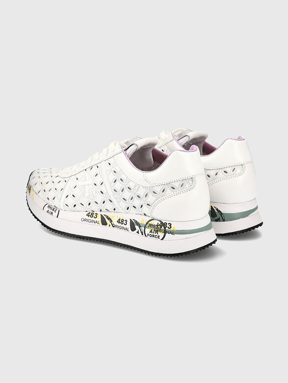 CONNY leather sneakers with perforated texture - 3