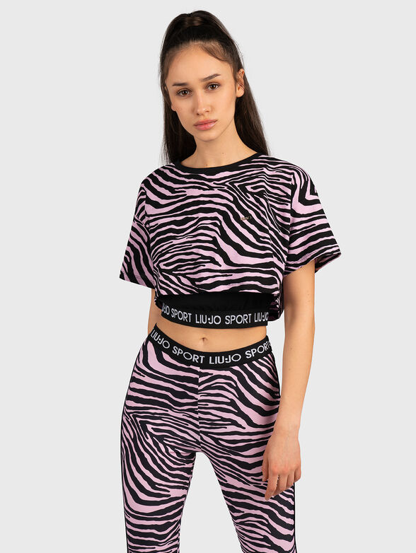 Short T-shirt with animal print - 1