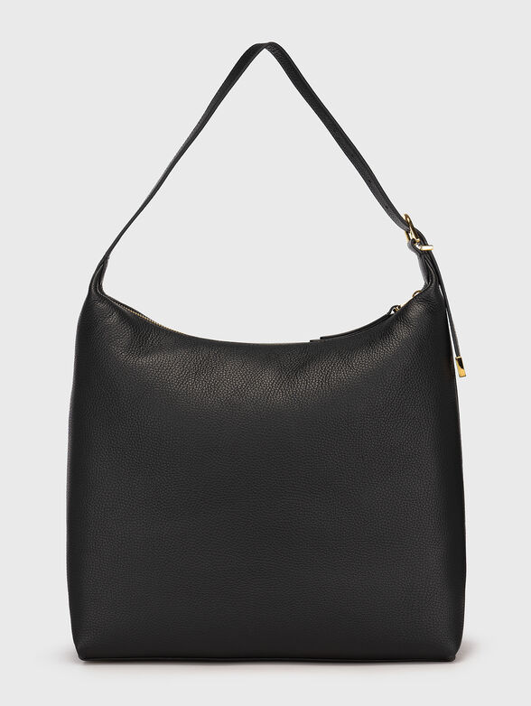 Black leather bag with grainy texture - 2