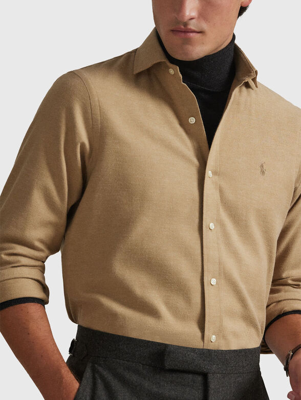 Beige cotton twill shirt - 4