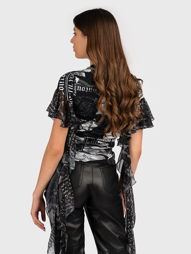 T-shirt with print and accent sleeves - 3