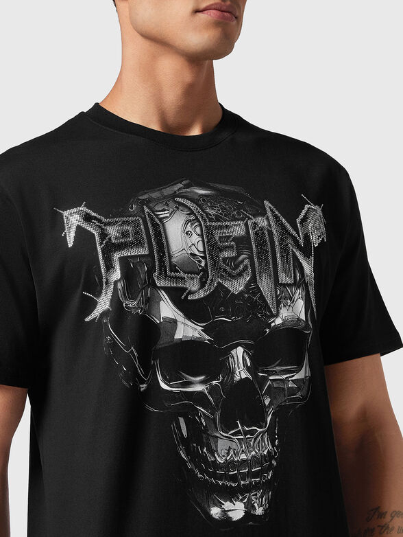 T-shirt with print and rhinestones - 3