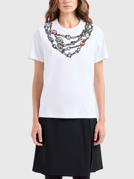 Black T-shirt with necklace print - 1