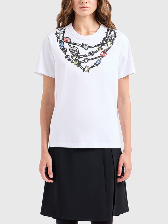 Black T-shirt with necklace print - 1
