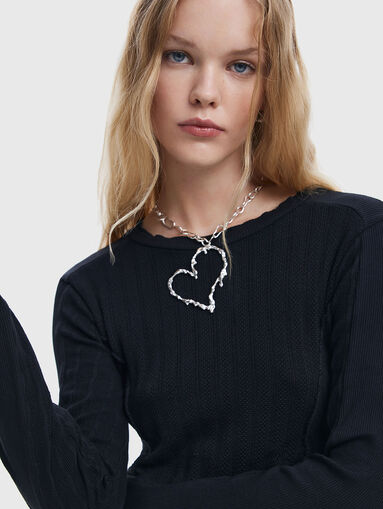 Cotton sweater with oval neckline - 5