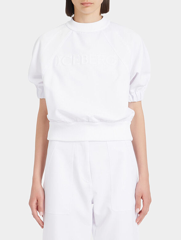 Short sleeve blouse with embossed logo - 1