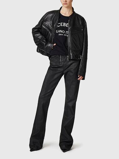 Leather jacket with embossed accents - 5