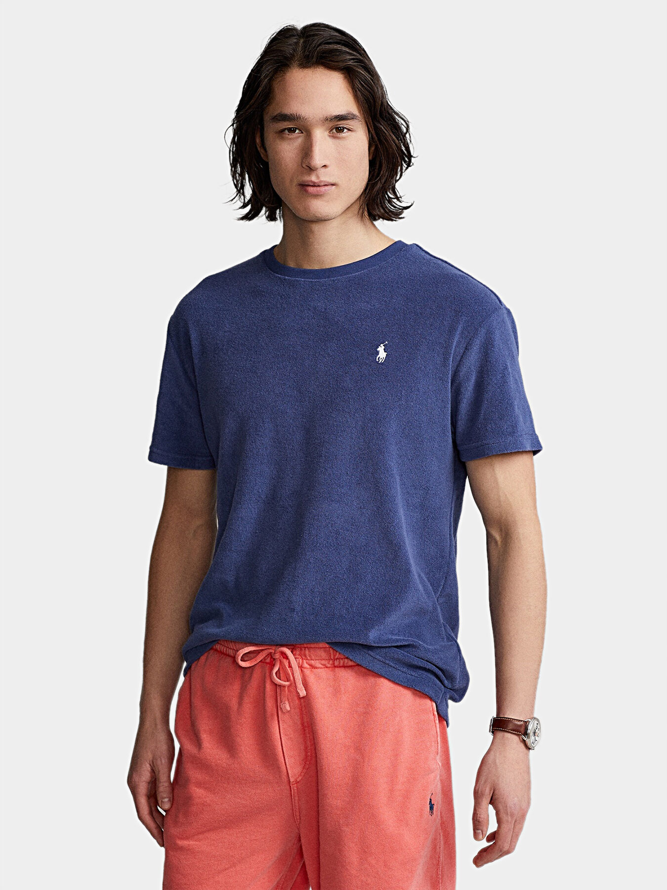 Tシャツ・カットソー POLO RALPH LAUREN Men T Shirts 710970293001CO Blue Polo Ralph Lauren T-Shirt Men's Medium Blue Cotton Crew Neck
