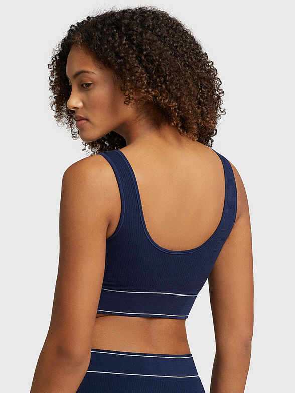 Blue sports bra with logo print - 3