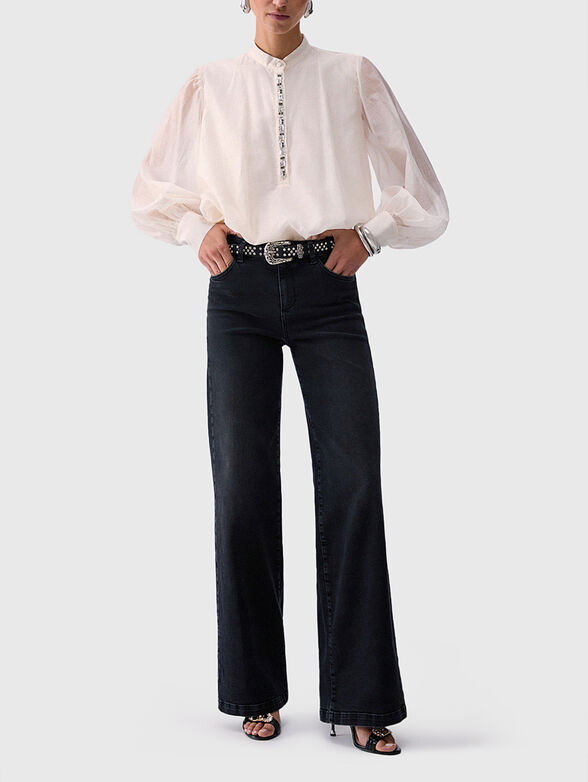 Black blouse with embroidered crystals - 2