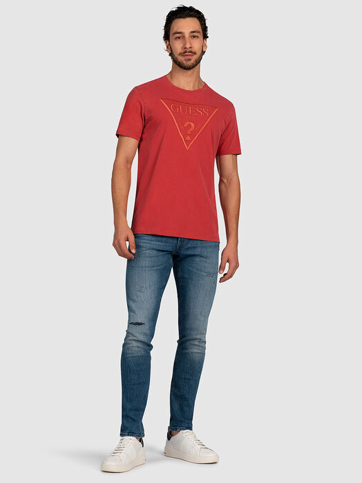 T-shirt with embroidered triangular logo