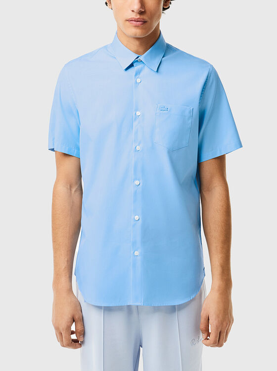 Синя риза с къс ръкав  - 1