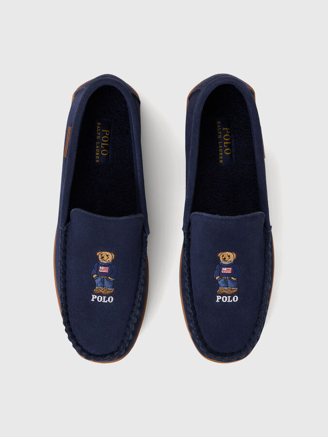 Polo by Ralph Lauren Navy Loafers with Bear Embroidery Ralph Lauren Purple Label Size 9D Buzzy Bear Slippers Shoes  main image 3