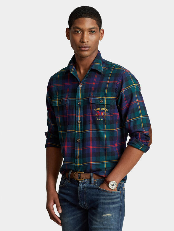 Check shirt with accent embroidery - 1