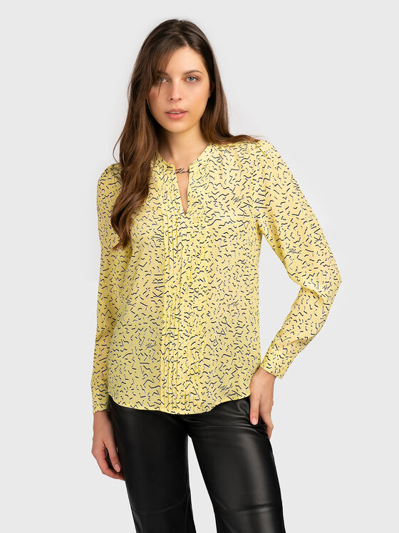 Копринена риза в жълт цвят - 1