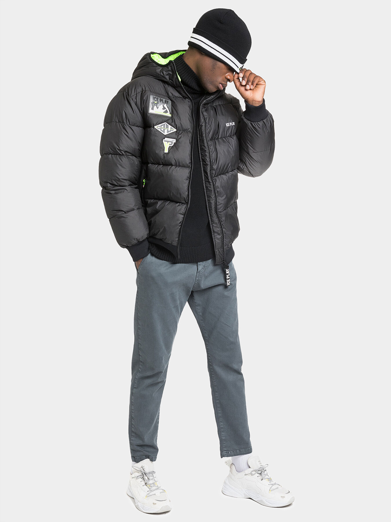 Padded jacket with applique brand Ice Play