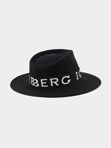 Wool black Fedora hat with brim - 3
