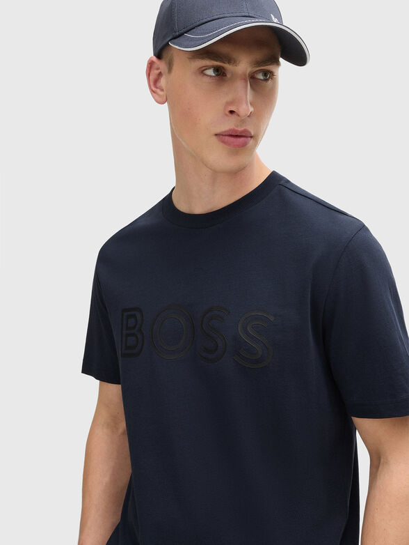 Beige T-shirt with logo print - 4