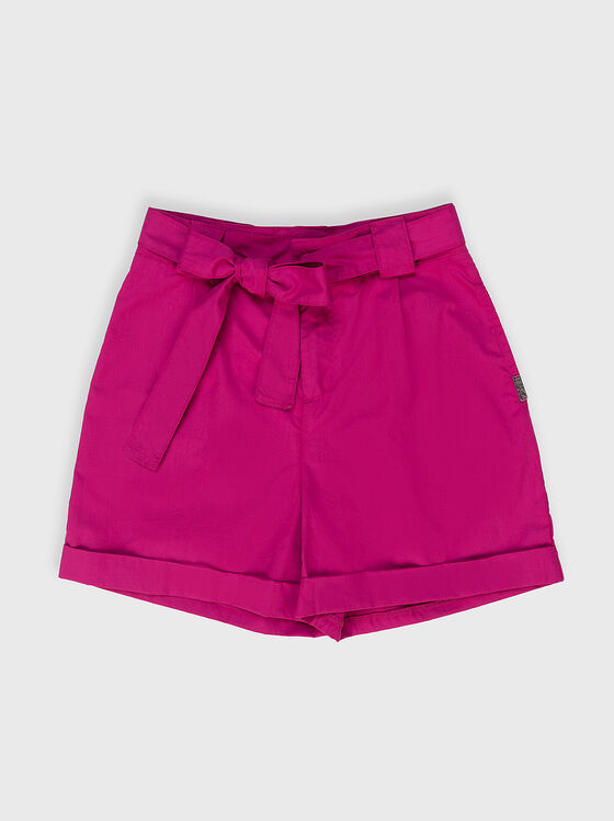 Памучни къси панталони в цикламен цвят - 1