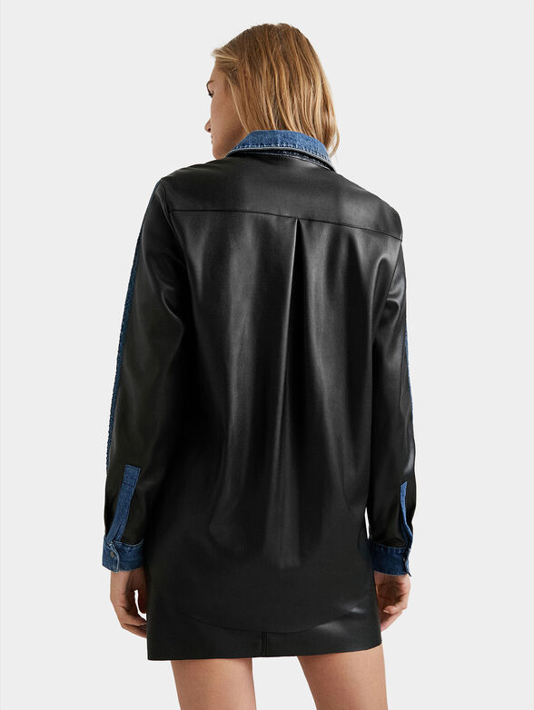 Denim shirt wth leather effect - 4