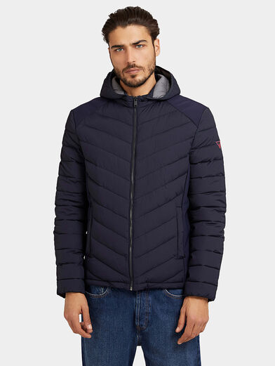Black padded down jacket with hood - 1