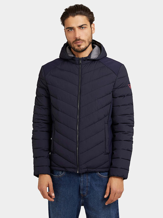Black padded down jacket with hood