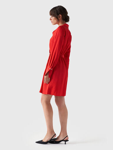 Satin shirt dress in red color - 3
