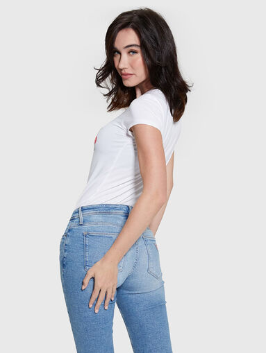 Black T-shirt with floral embroidery  - 3