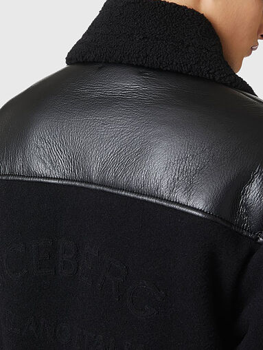Black eco leather bomber jacket - 4