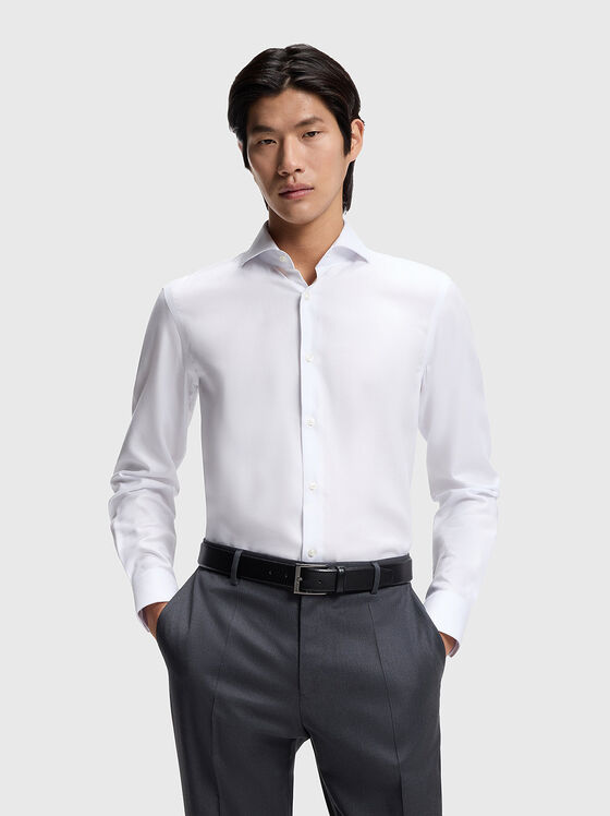 Слим риза от памучна смес - 1