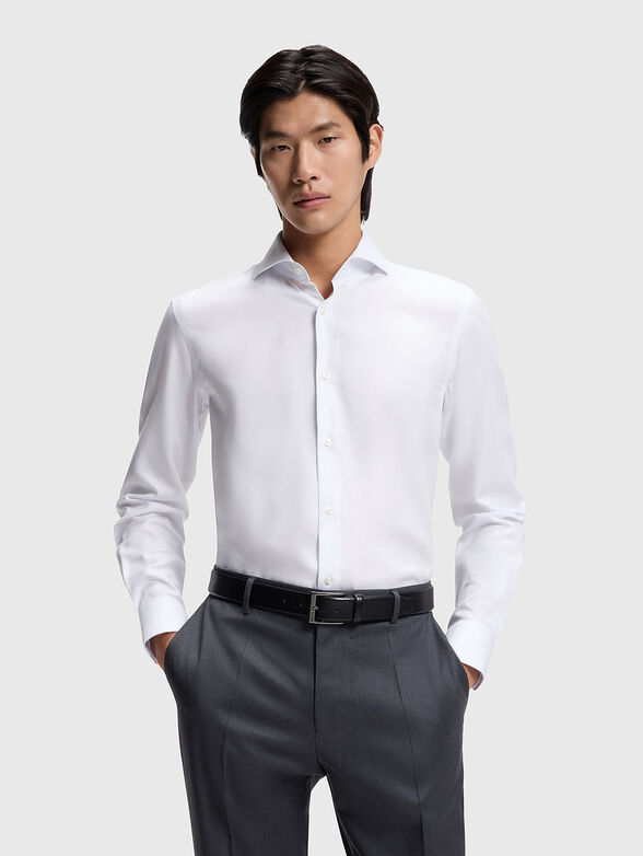 Blue cotton blend shirt - 1