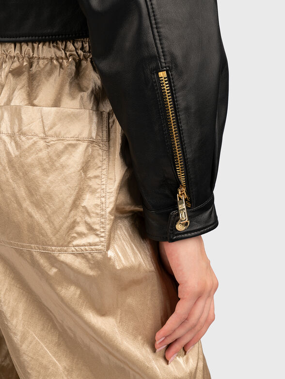 Cropped leather jacket - 5