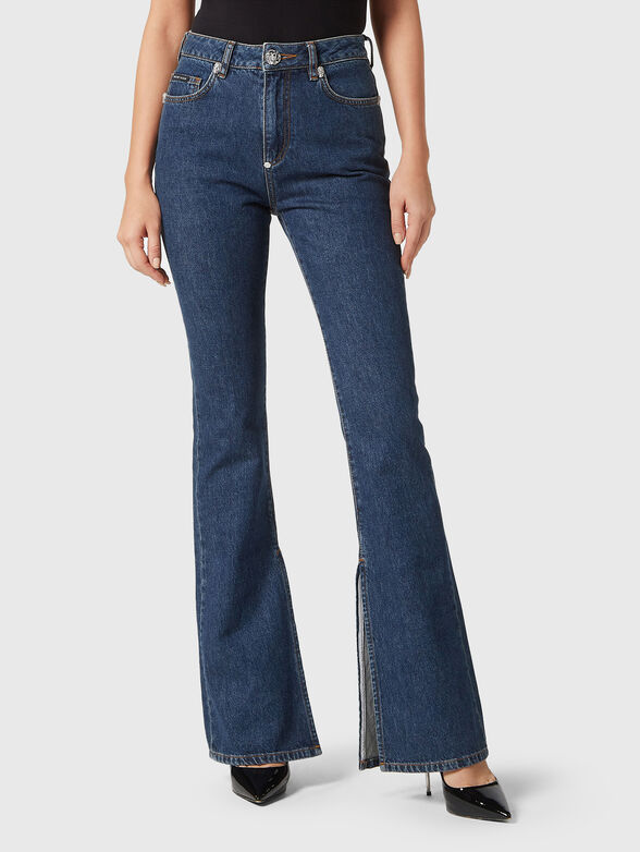 CRYSTAL SKULL high-waisted jeans - 1