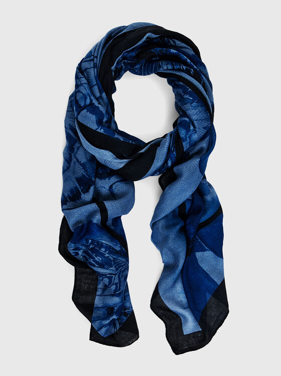 Scarf with print in blue colour - 1